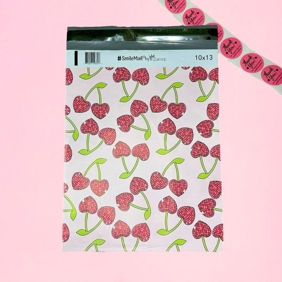 Cherry Bling Pink Shipping Bags Polymailers Poly Mailers Spring Summer 25 Pack - Picture 2 of 3